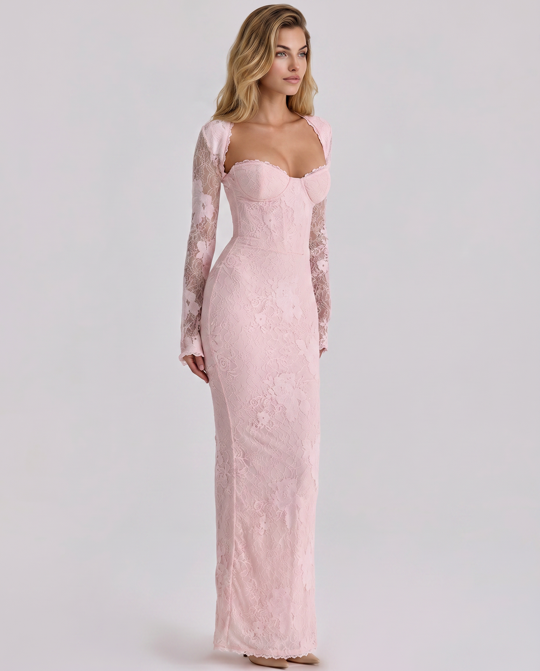 Marla • Vestido Maxi con Encaje y Mangas Largas