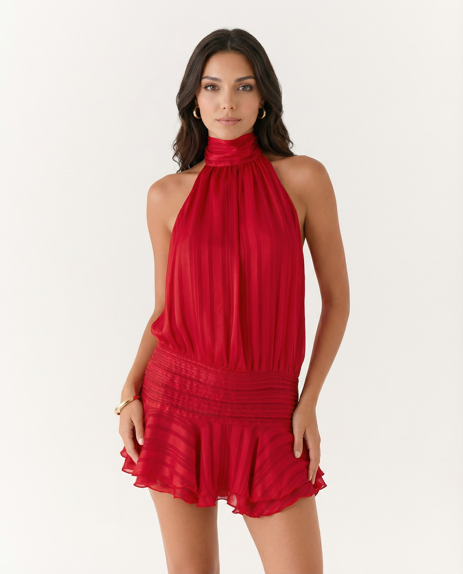 Deborah • Mono con escote halter y volante