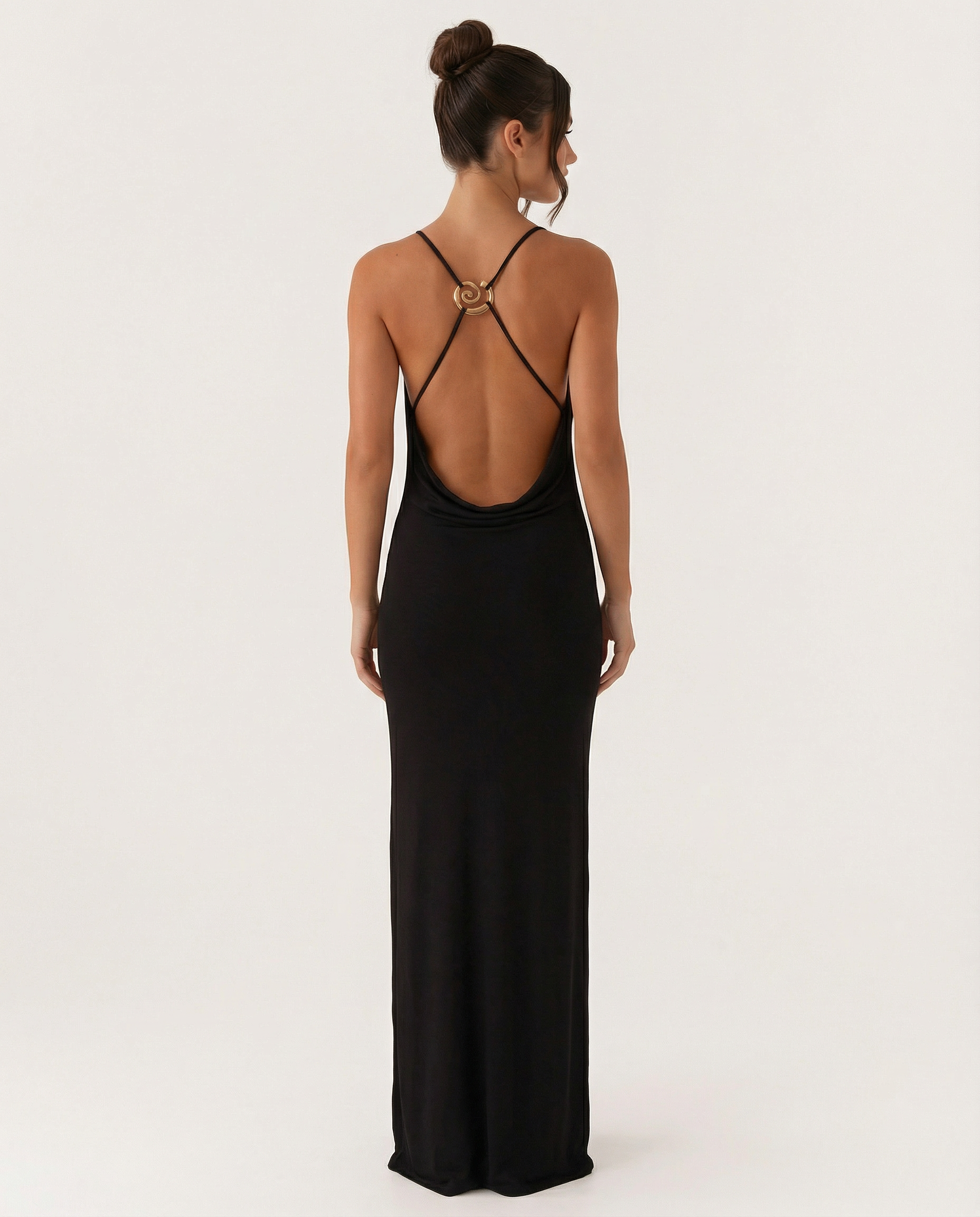 Sherri • Vestido Maxi con Cuello de Cowl y Espalda Abierta