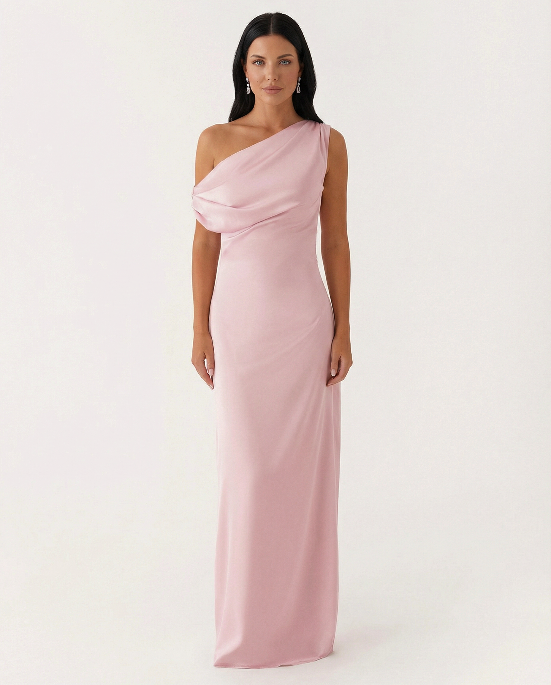 Myrna • Vestido Maxi de Satén de Un Hombro