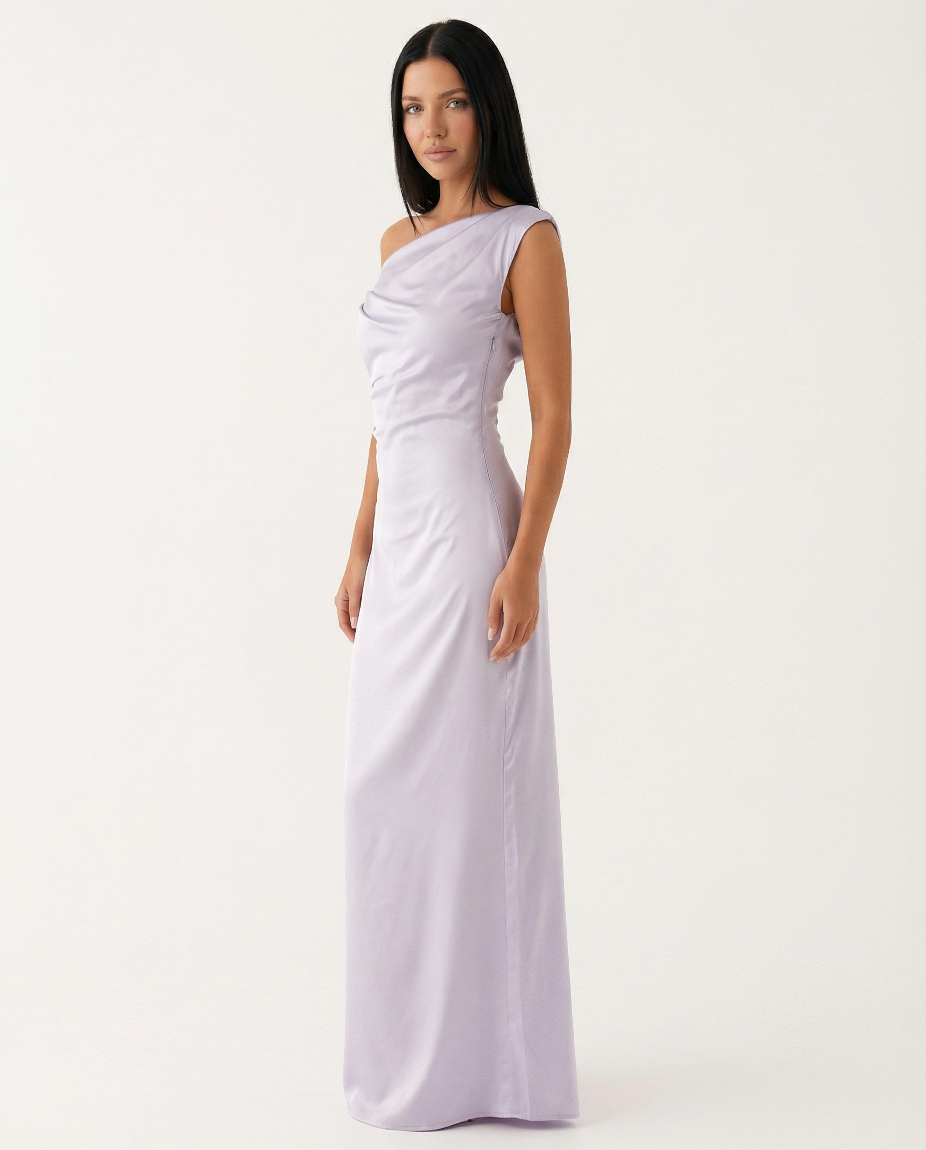 Myrna • Vestido Maxi de Satén de Un Hombro