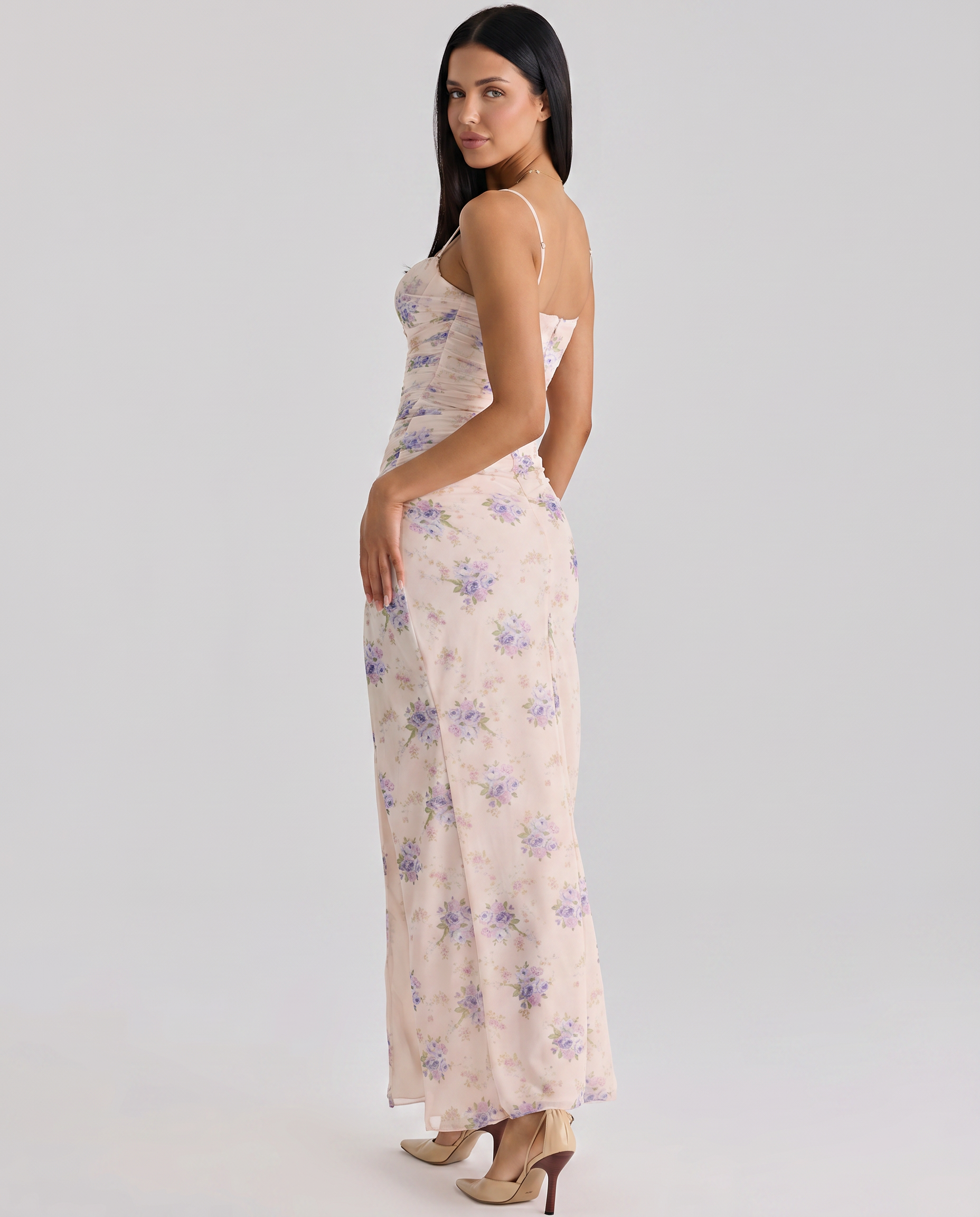 Estelle • Vestido Maxi con Estampado Floral y Corte Lateral