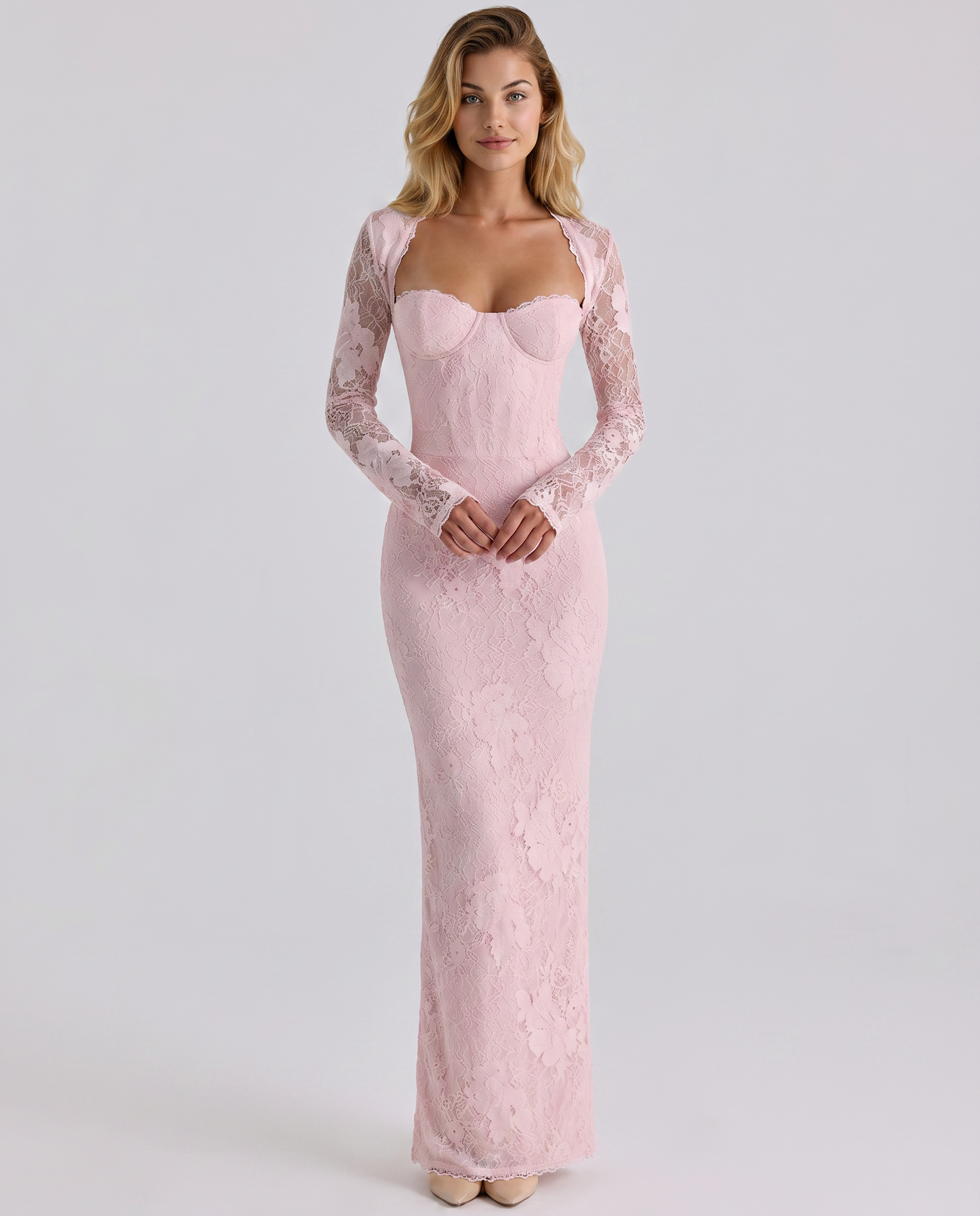 Marla • Vestido Maxi con Encaje y Mangas Largas