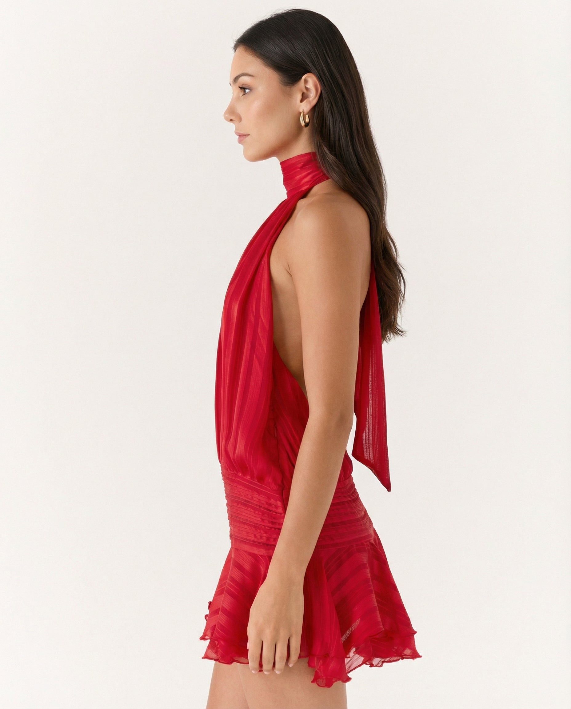 Deborah • Mono con escote halter y volante