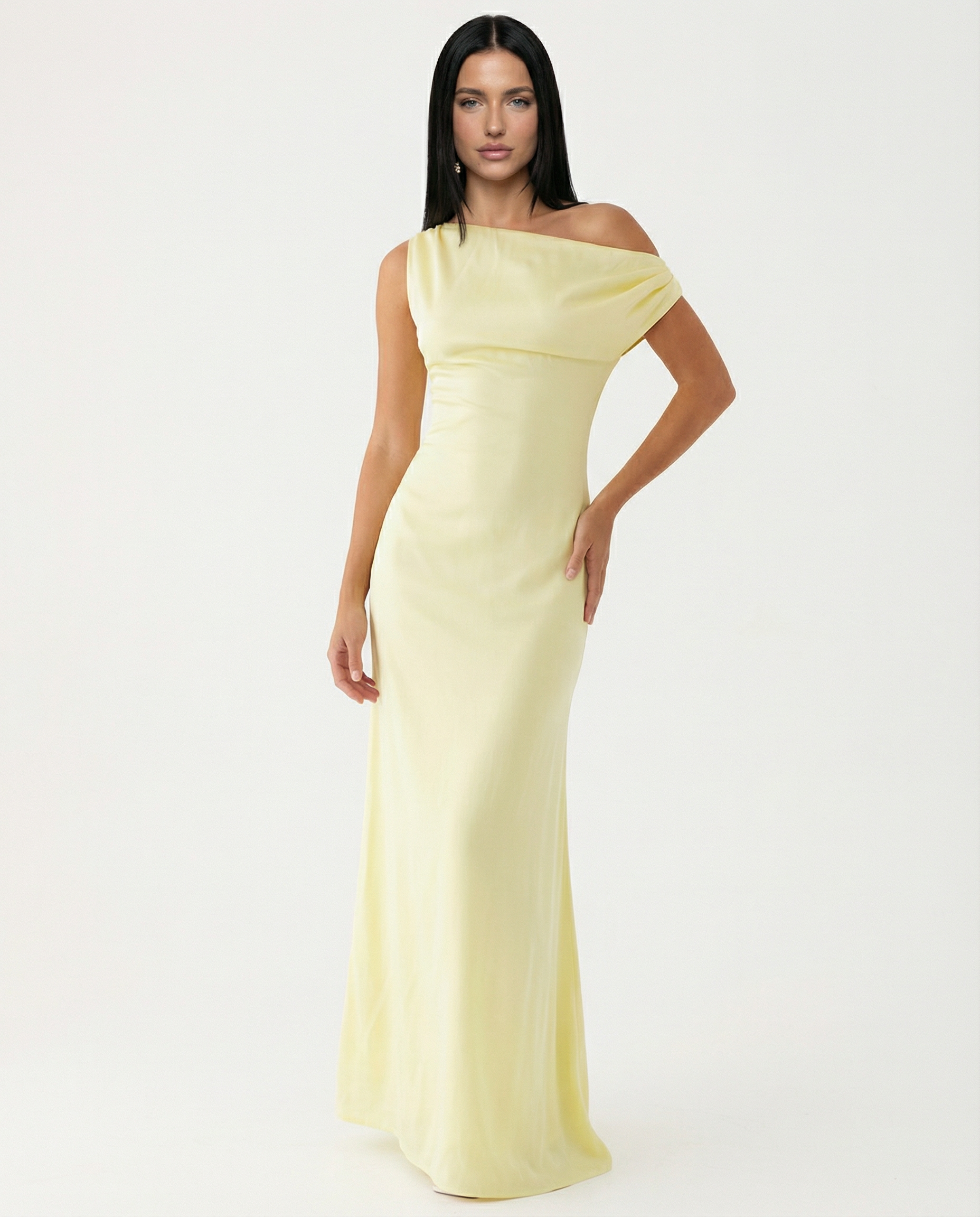 Myrna • Vestido Maxi de Satén de Un Hombro