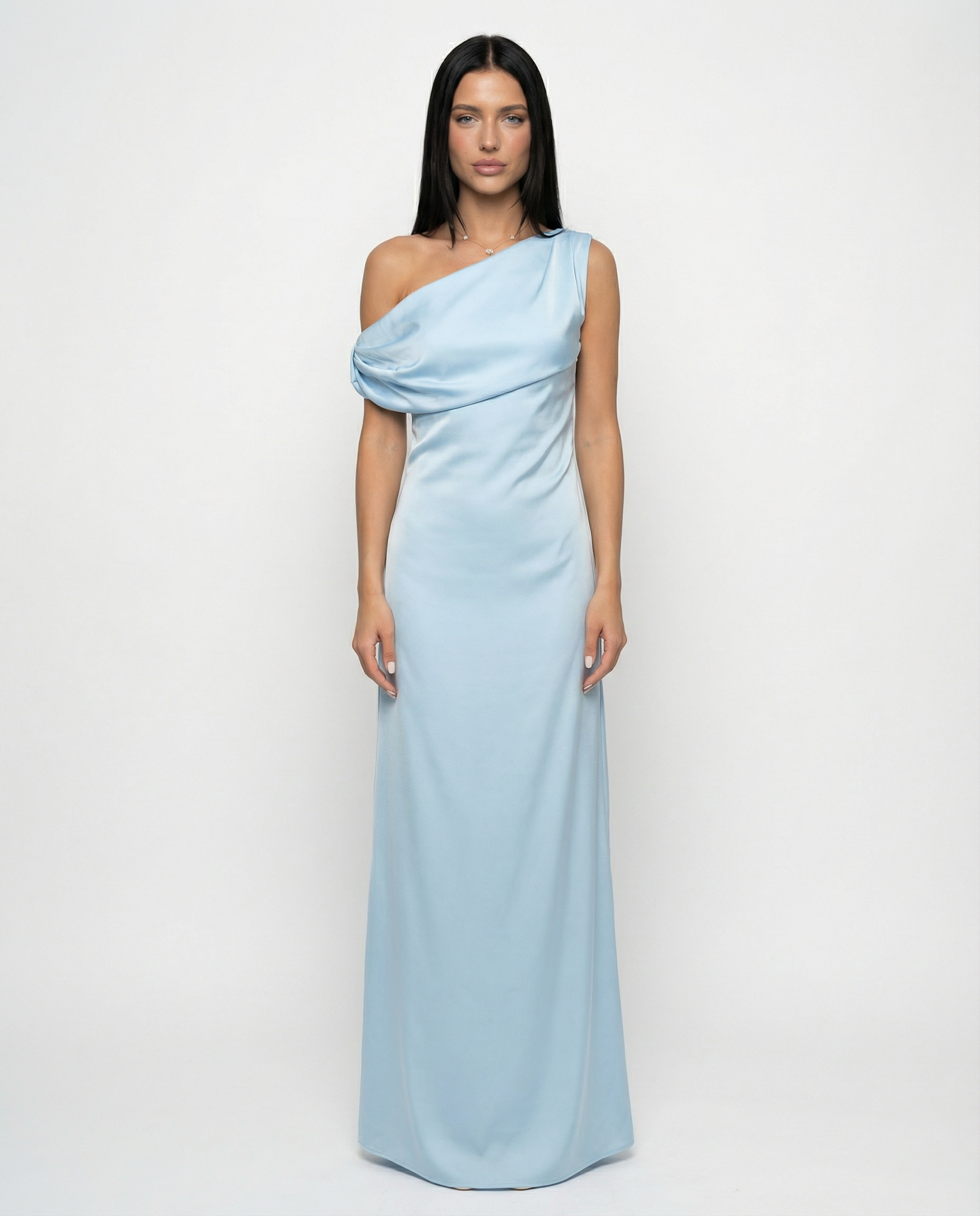 Myrna • Vestido Maxi de Satén de Un Hombro